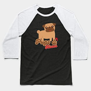 Pugs And Kisses Cute Pug Dog Valentine Baseball T-Shirt